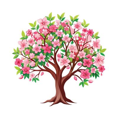 Beautiful Single Big Tree Illustration