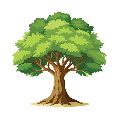 Beautiful Single Big Tree Illustration