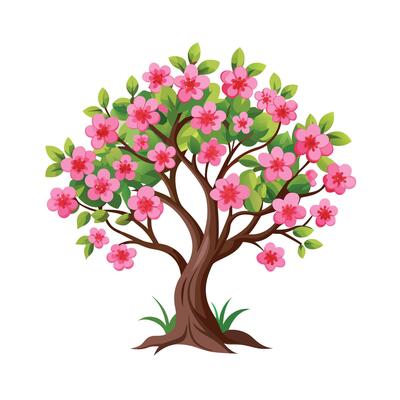 Beautiful Single Big Tree Illustration