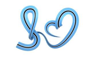 3d Flag Of Botswana Heart Shape Shiny Wavy Awareness Ribbon Flag 3d Illustration png