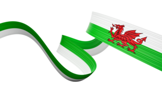 3d Flag Of Wales 3d Wavy Shiny Wales Ribbon Flag 3d Illustration png