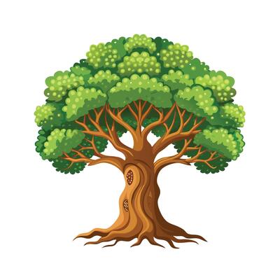 Beautiful Single Big Tree Illustration