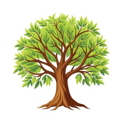 Beautiful Single Big Tree Illustration