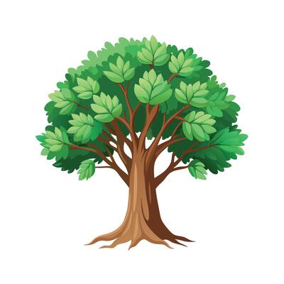Beautiful Single Big Tree Illustration