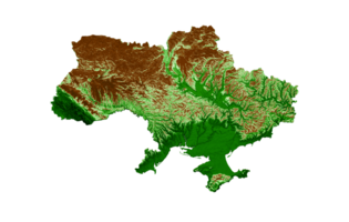 Ukraine Topographic Map 3d realistic map Color 3d illustration png