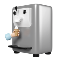 Ice cream cone making machine with hand holding waffle cone isolated. 3d render illustration png