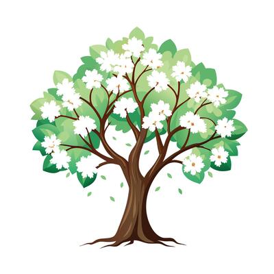 Beautiful Single Big Tree Illustration