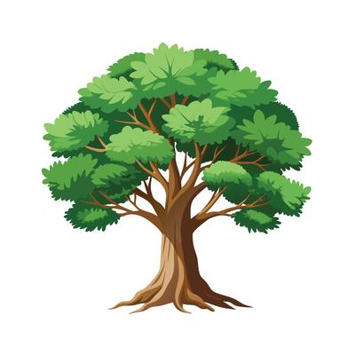 Beautiful Single Big Tree Illustration