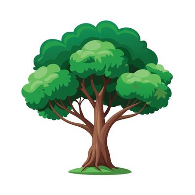 Beautiful Single Big Tree Illustration