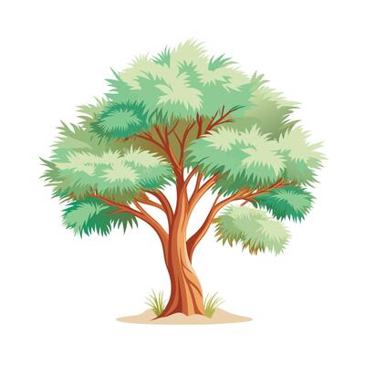 Beautiful Single Big Tree Illustration