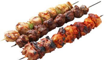Mutton and Chicken Tikka on Transparent Background, Format png
