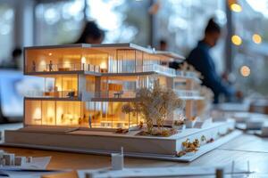Architectural model of city apartment building photo