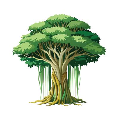 Beautiful Single Big Tree Illustration