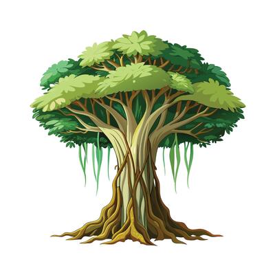 Beautiful Single Big Tree Illustration