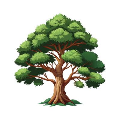 Beautiful Single Big Tree Illustration