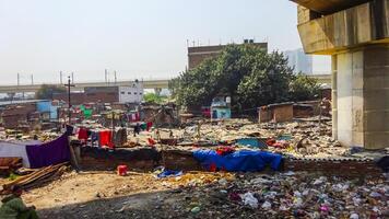 concept of garbage dumb in slum area photo