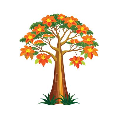 Beautiful Single Big Tree Illustration