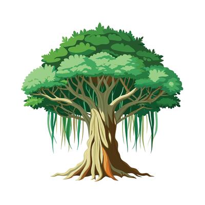 Beautiful Single Big Tree Illustration