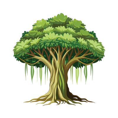 Beautiful Single Big Tree Illustration