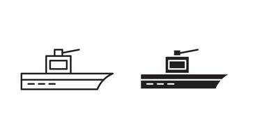 army boat flat editable icon mark set. army boat illustration with thin stroke vector