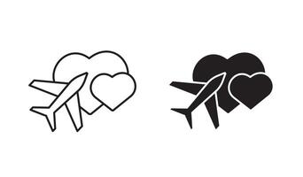 Honeymoon linear thin line icon graphics. Honeymoon set use for web ui or app vector