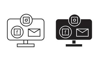 Digital marketing linear art icon set. Digital marketing mark for web vector