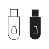 Encrypted pendrive outline icon collection or set. pendrive Thin line art vector