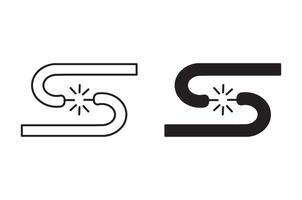 Broken Wire flat editable icon mark set. Broken Wire illustration with thin stroke vector