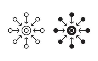 Centralized outline icon collection or set. Centralized Thin line art vector