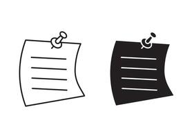 Note paper with pushbutton outline icon collection or set. Note paper Thin line art vector