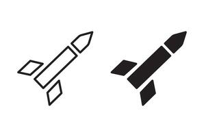 Missile linear thin line icon graphics. Missile set use for web ui or app vector