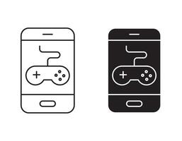 Mobile Game outline icon collection or set. Mobile Game Thin line art vector