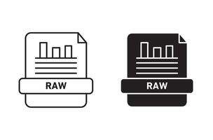 Raw data icon set in thin line outline style. Raw data linear sign vector