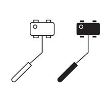 Selfie stick flat editable icon mark set. Selfie stick illustration with thin stroke vector