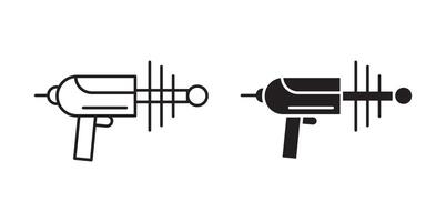 Space gun outline icon collection or set. Space gun Thin line art vector