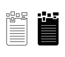 Missing data pattern outline icon collection or set. Missing data pattern Thin line art vector
