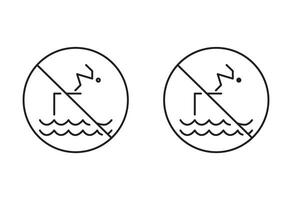 not jump in pool sign flat editable icon mark set. not jump in pool sign illustration with thin stroke vector