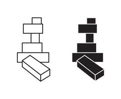 Wooden block linear art icon set. Wooden block mark for web vector