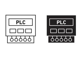PLC outline icon collection or set. PLC Thin line art vector