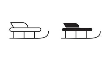 Sled linear art icon set. Sled mark for web vector