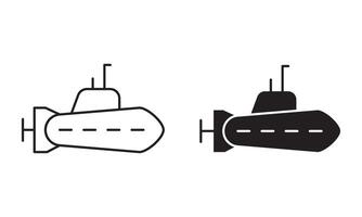 Submarine linear art icon set. Submarine mark for web vector