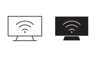 smart Television linear thin line icon graphics. smart Television set use for web ui or app vector