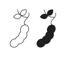 Tamarind outline icon collection or set. Tamarind Thin line art vector