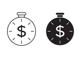 Time is money linear art icon set. Time is money mark for web vector
