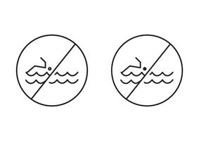 No swimming sign flat editable icon mark set. No swimming sign illustration with thin stroke vector