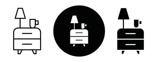 Bedside table outline icon collection or set. Bedside table Thin line art vector