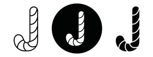 Candy Cane outline icon collection or set. Candy Cane Thin line art vector