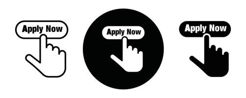 Apply now outline icon collection or set. Apply now Thin line art vector