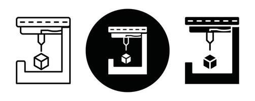 3D printer outline icon collection or set. 3D printer Thin line art vector