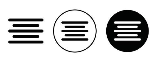 Center align outline icon collection or set. Center align Thin line art vector